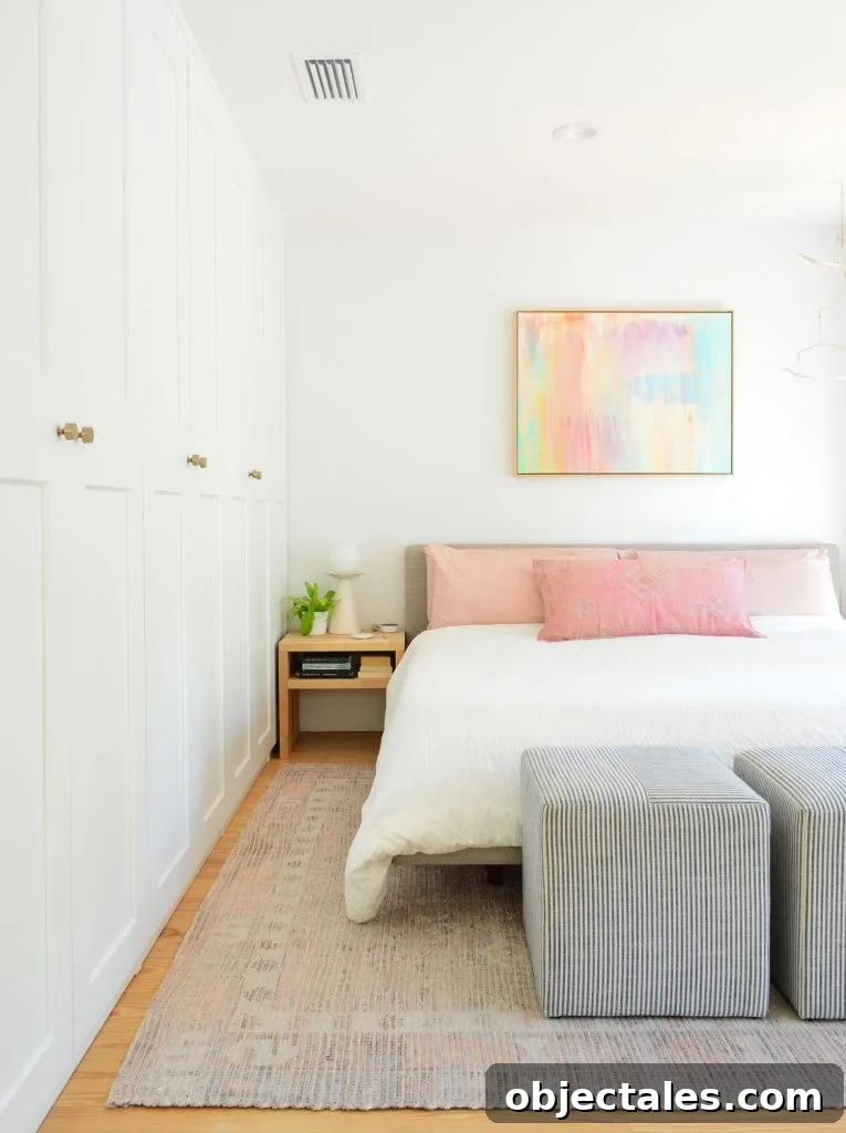 Bedroom With Wall Of Ikea Pax Wardrobe Along Side