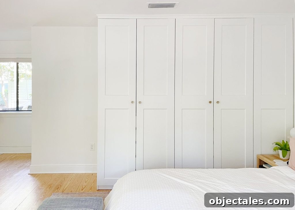 Row Of Ikea Pax Wardrobes Before Additional Close Is Added