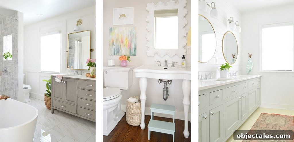 Collage of three bathrooms in previous home