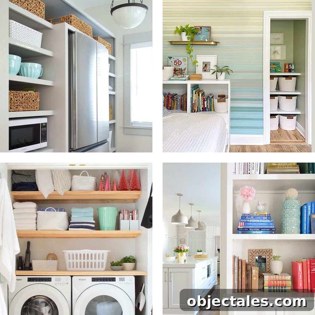 DIY Window Plant Shelf: Step-by-Step Tutorial 13 Grid of Four Shelving Projects Built In Pantry Laundry Shelves