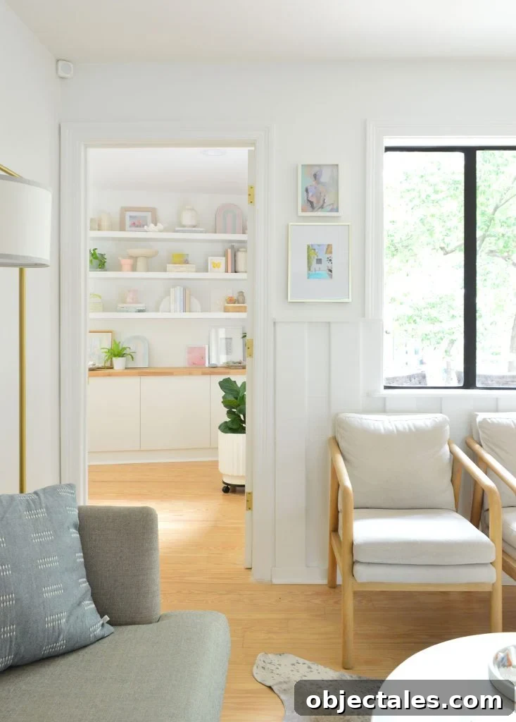 View Through Kitchen At Bedroom with Ikea Floating Shelf Decorative Vignette