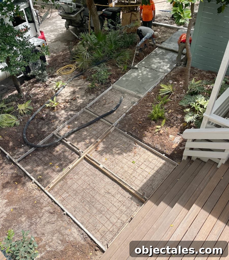 Poured Concrete Walkways and Driveway Installation Guide 13 Concrete Being Poured In Front Walkway