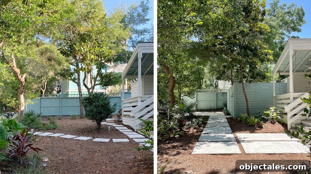 Poured Concrete Walkways and Driveway Installation Guide 15 Side by Side Of Walkway Before And After With New Paver Pathway