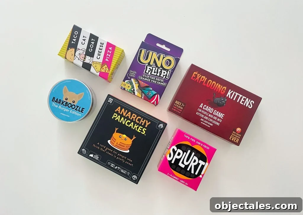 Best Travel Board Games Splurt Uno Flip Anarchy Pancakes Taco Cat Goat Cheese Pizza Barkboozled Exploding Kittens