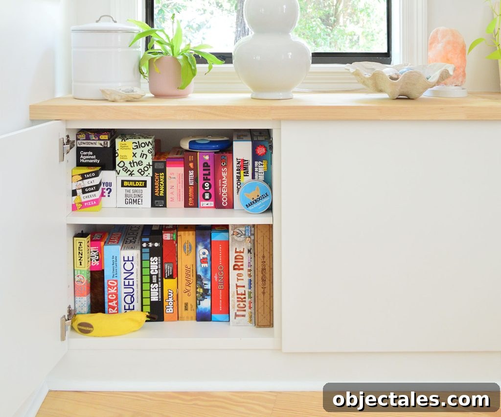 Family Board Games for All Ages 18 Ikea Besta Cabinet With Door Open Showing Family Board Game Storage