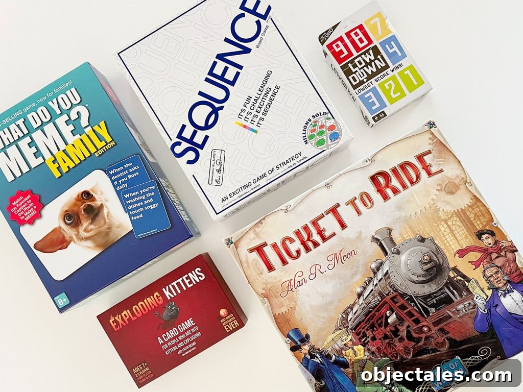 Family Board Games for All Ages 4 Best Family Board Games What Do You Meme Family Sequence Exploding Kittens Ticket To Ride Low Down