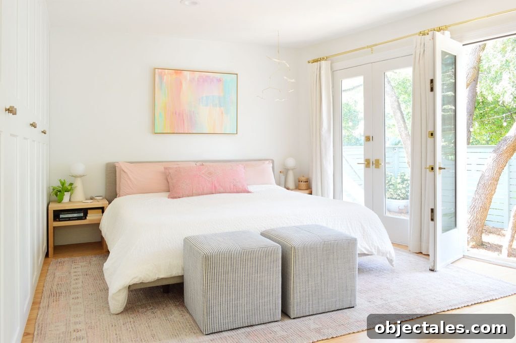 King Size Tessu Article Bed With Open French Door To Garden