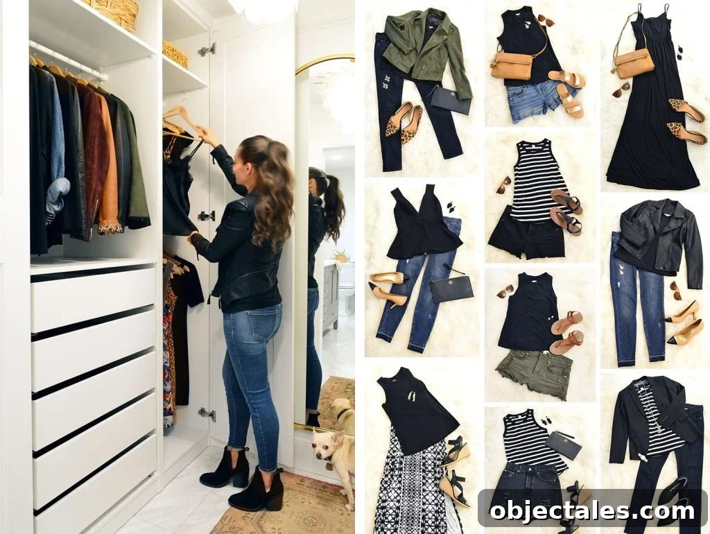 IKEA PAX Closet Organization: How We Transformed Our Space 18 Sherry In Ikea Pax Wardrobe Closet Side By Side With Outfit Mood Board