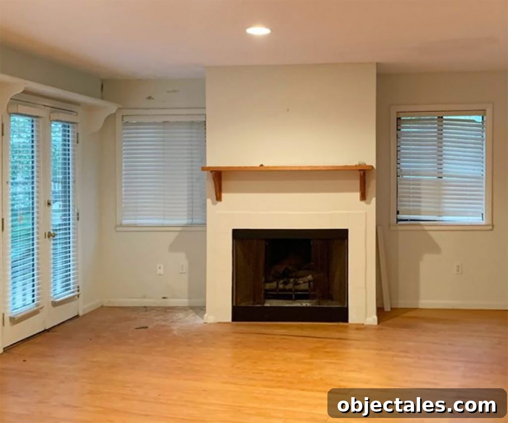 6 Bedroom Upgrades That Transformed Our Space 11 Before photo of fireplace in living room turned bedroom