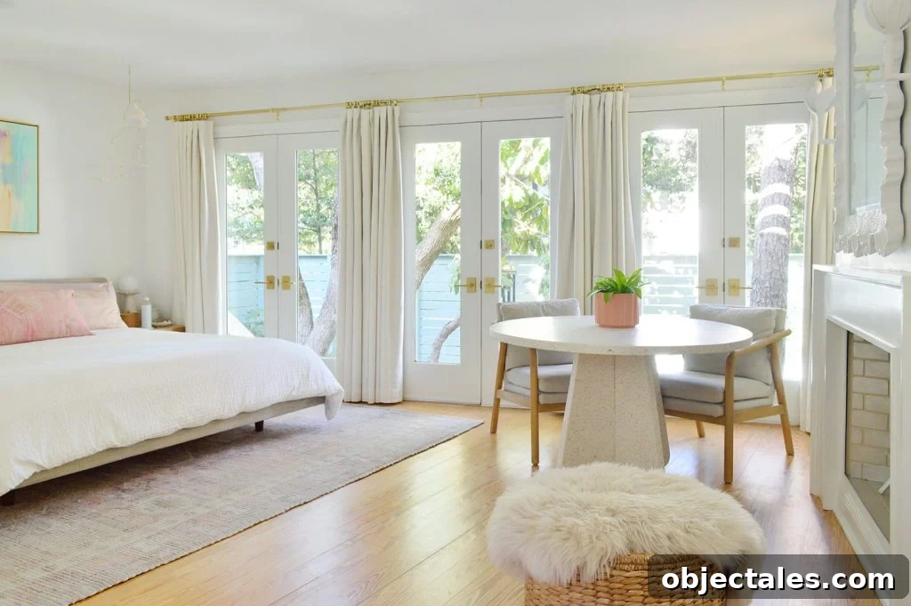 6 Bedroom Upgrades That Transformed Our Space 15 Bright Beachy Bedroom With Wall Of French Doors And Curtains