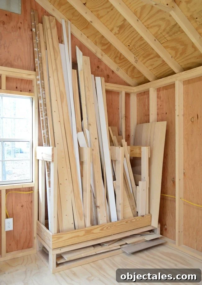 DIY Scrap Wood Storage: Build It From Leftover Lumber 5 scrap wood storage system in unfinished shed