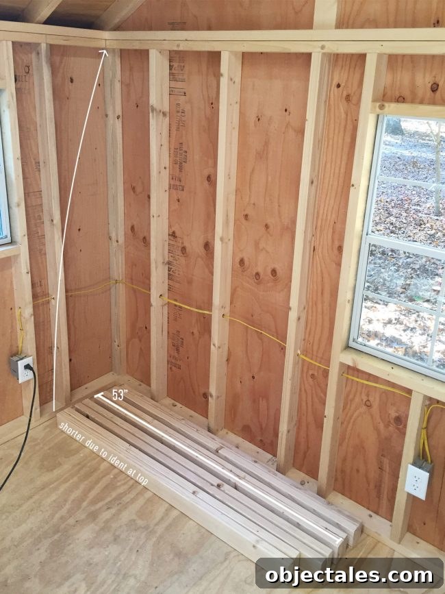 Build Sturdy DIY Garage Shelving: Step-by-Step Plans 4 empty wall where garage shelving is going to go with 2x4s