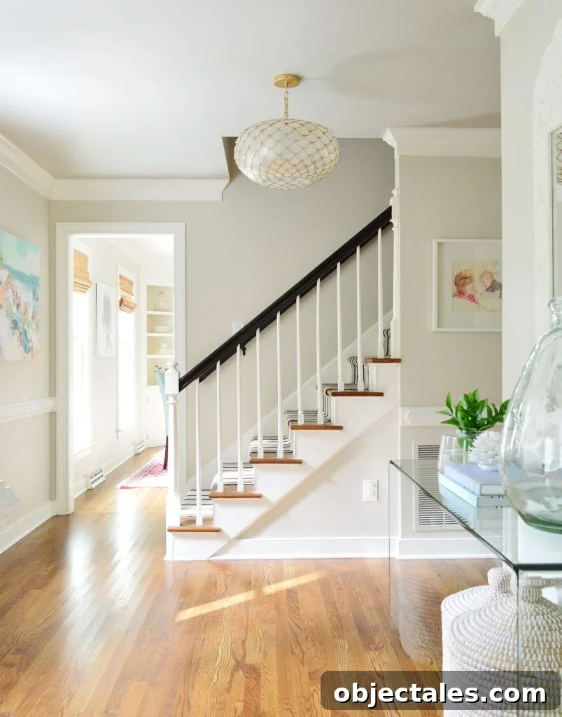 Bright Foyer With Edgecomb Gray Paint On Walls