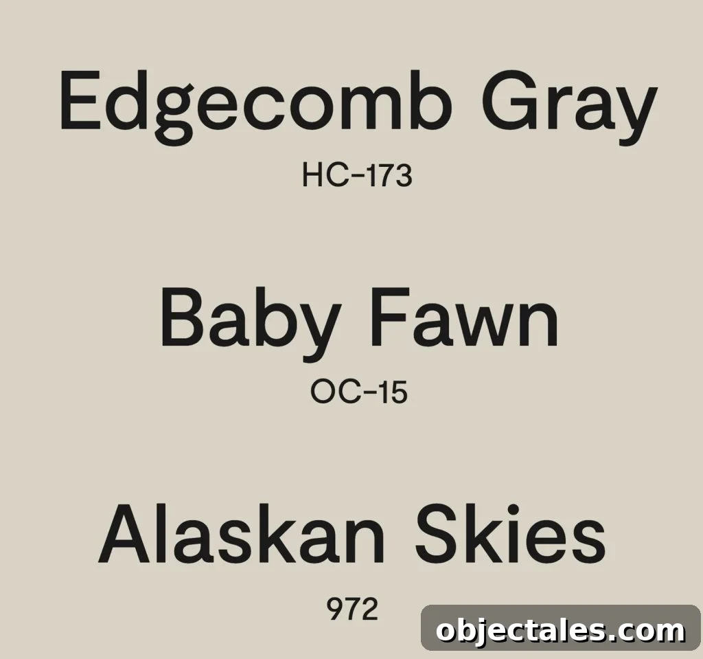 Alternate Names for Benjamin Moore Edgecomb Gray Baby Fawn Alaskan Skies