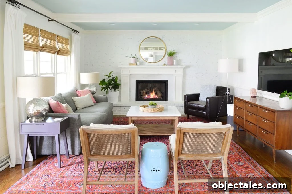 Modern Traditional Living Room With BM Simply White Walls And Trim