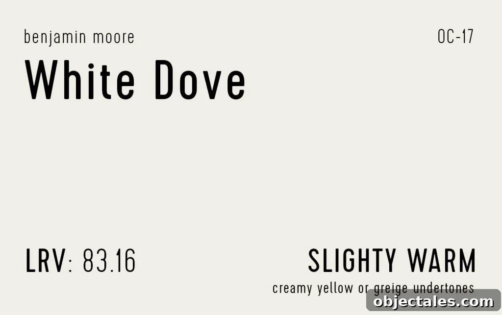 Benjamin Moore White Dove Swatch With Paint Info LRV Undertone