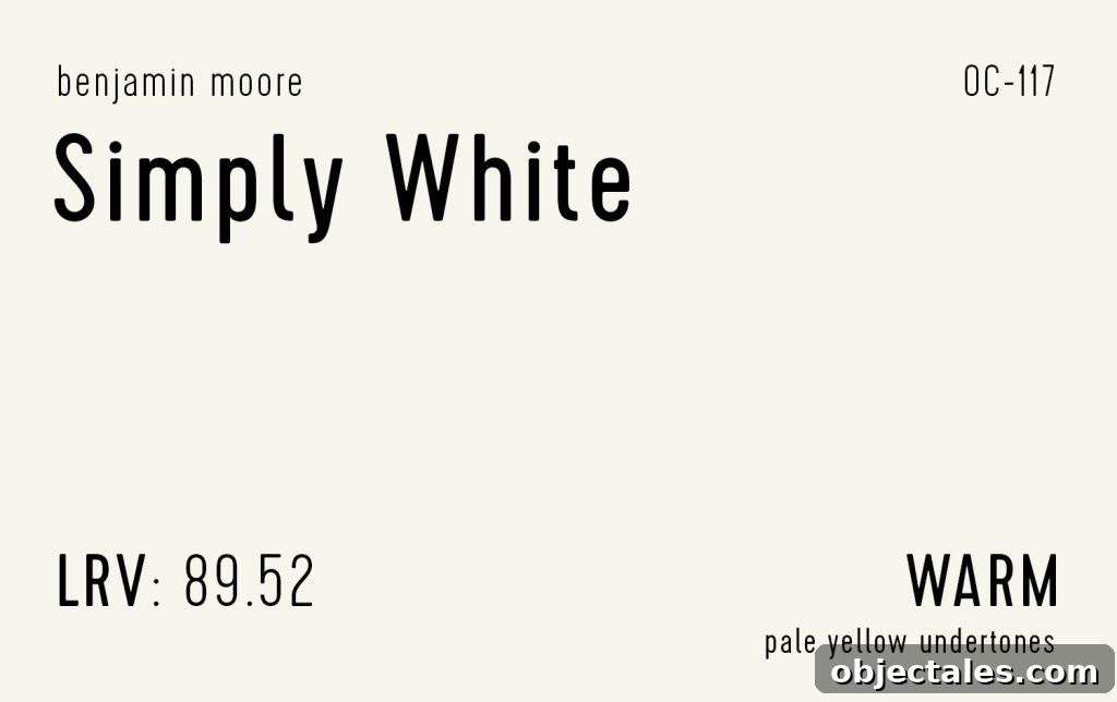 Benjamin Moore Simply White Swatch With Paint Info LRV Undertone
