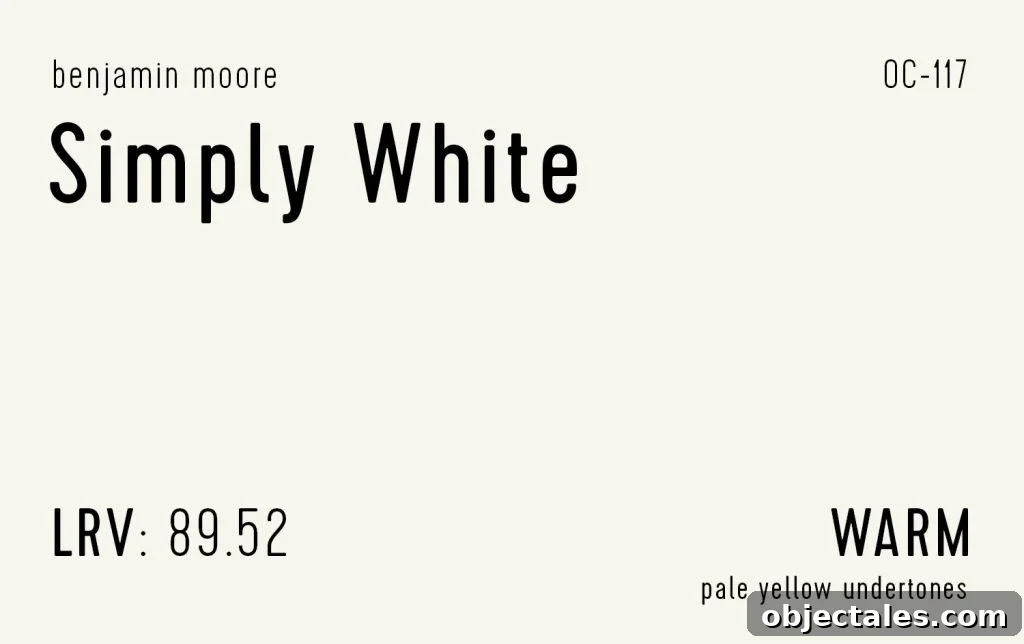 Benjamin Moore Simply White Swatch With Paint Info LRV Undertone