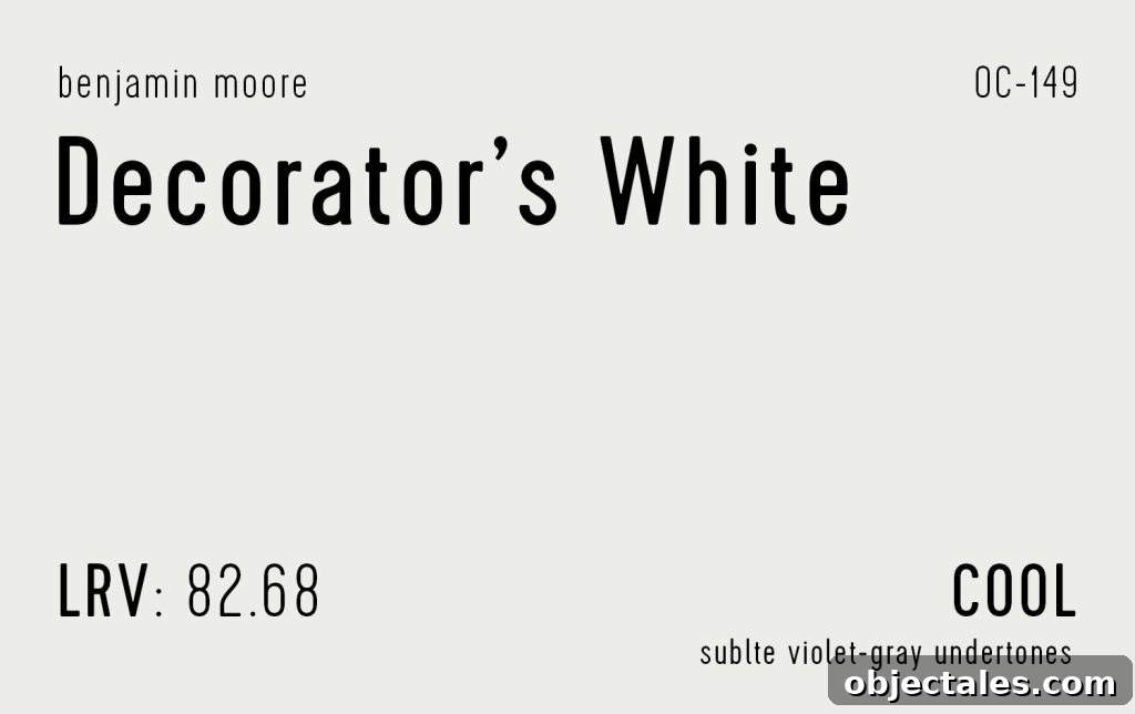 Benjamin Decorators White Swatch With Paint Info LRV Undertone