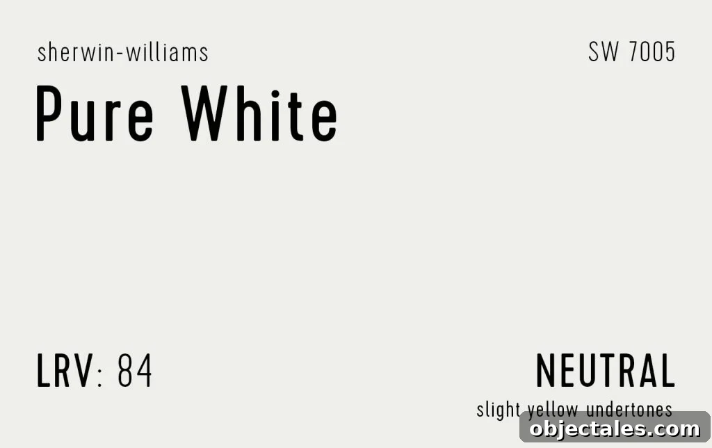 Sherwin Williams Pure White Swatch With Paint Info LRV Undertone