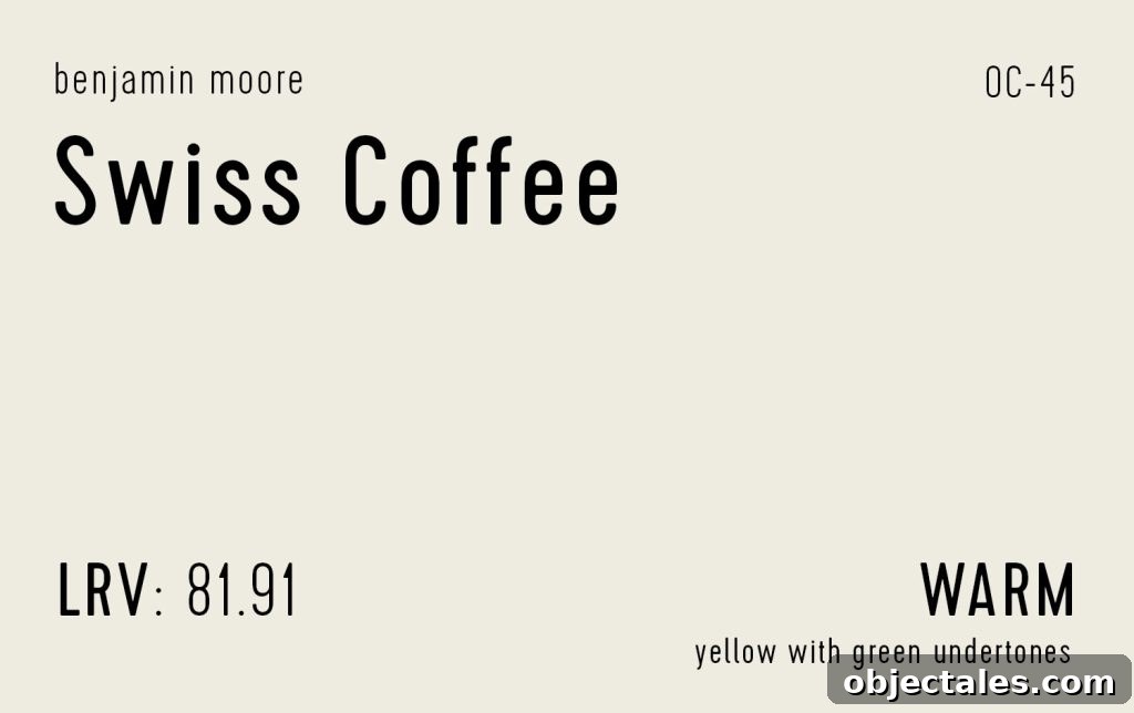 Benjamin Moore Swiss Coffee Swatch With Paint Info LRV Undertone