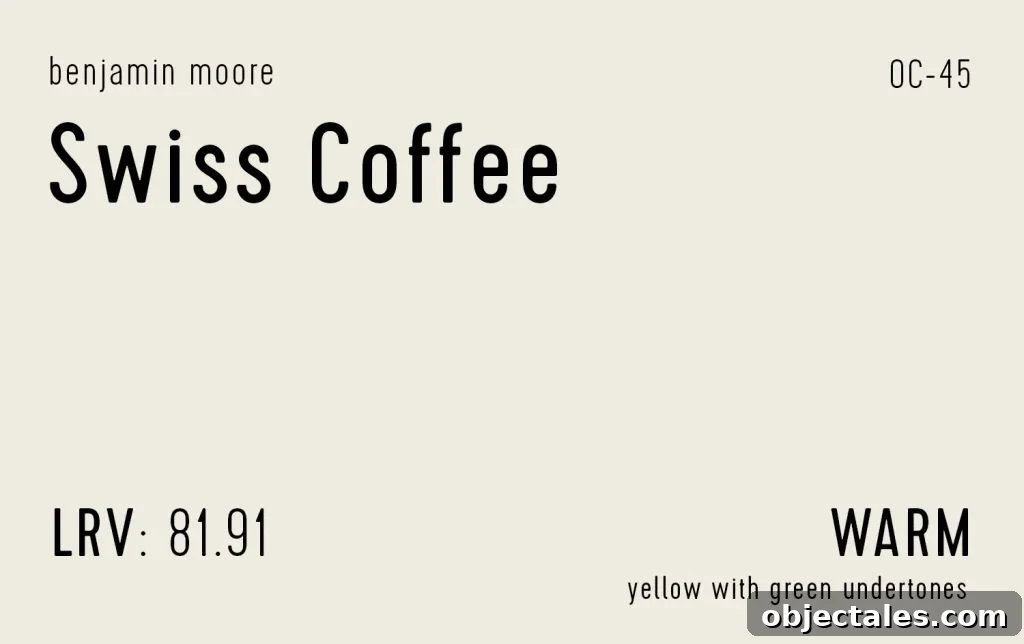 Benjamin Moore Swiss Coffee Swatch With Paint Info LRV Undertone