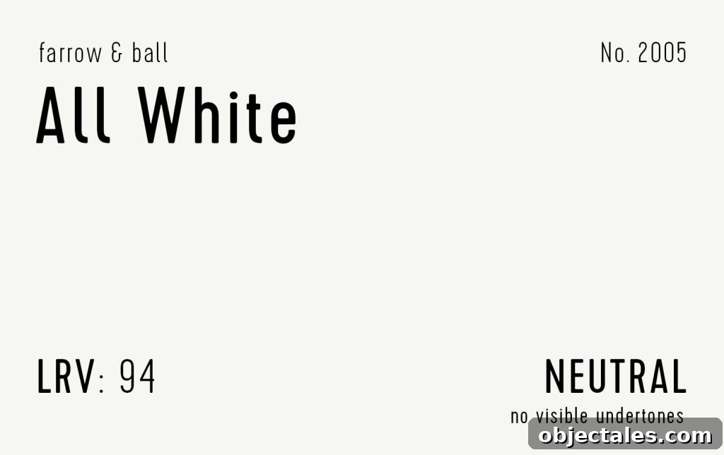 Farrow & Ball All White Swatch With Paint Info LRV Undertone