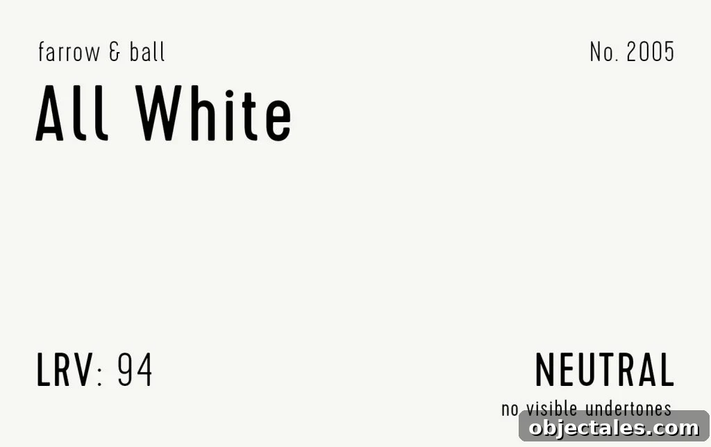 Farrow & Ball All White Swatch With Paint Info LRV Undertone