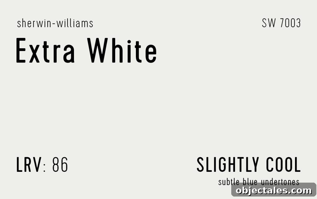 Sherwin Williams Extra White Swatch With Paint Info LRV Undertone