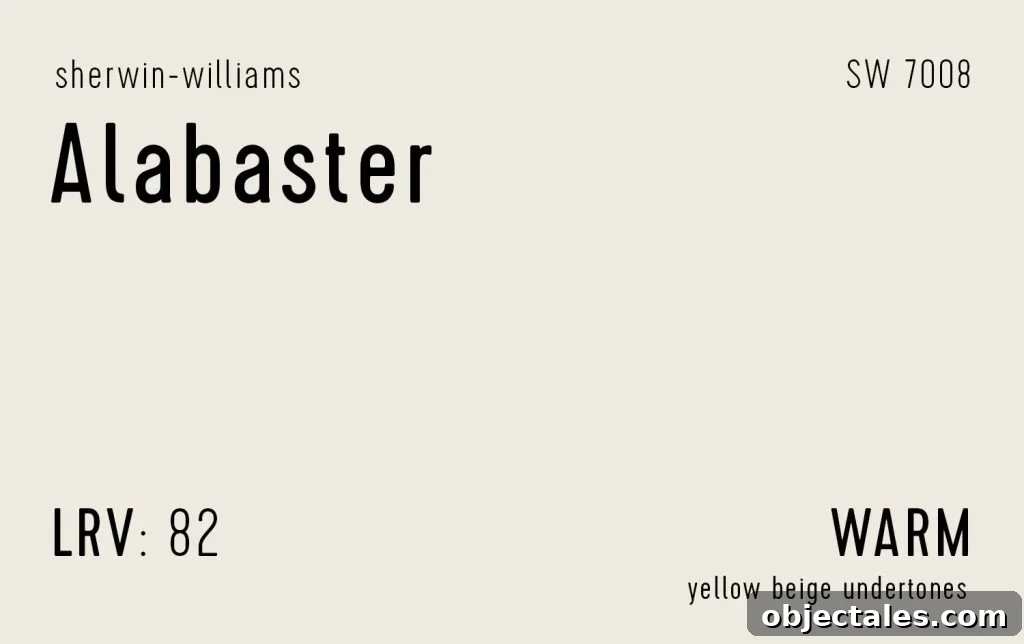 Sherwin Williams Alabaster Swatch With Paint Info LRV Undertone