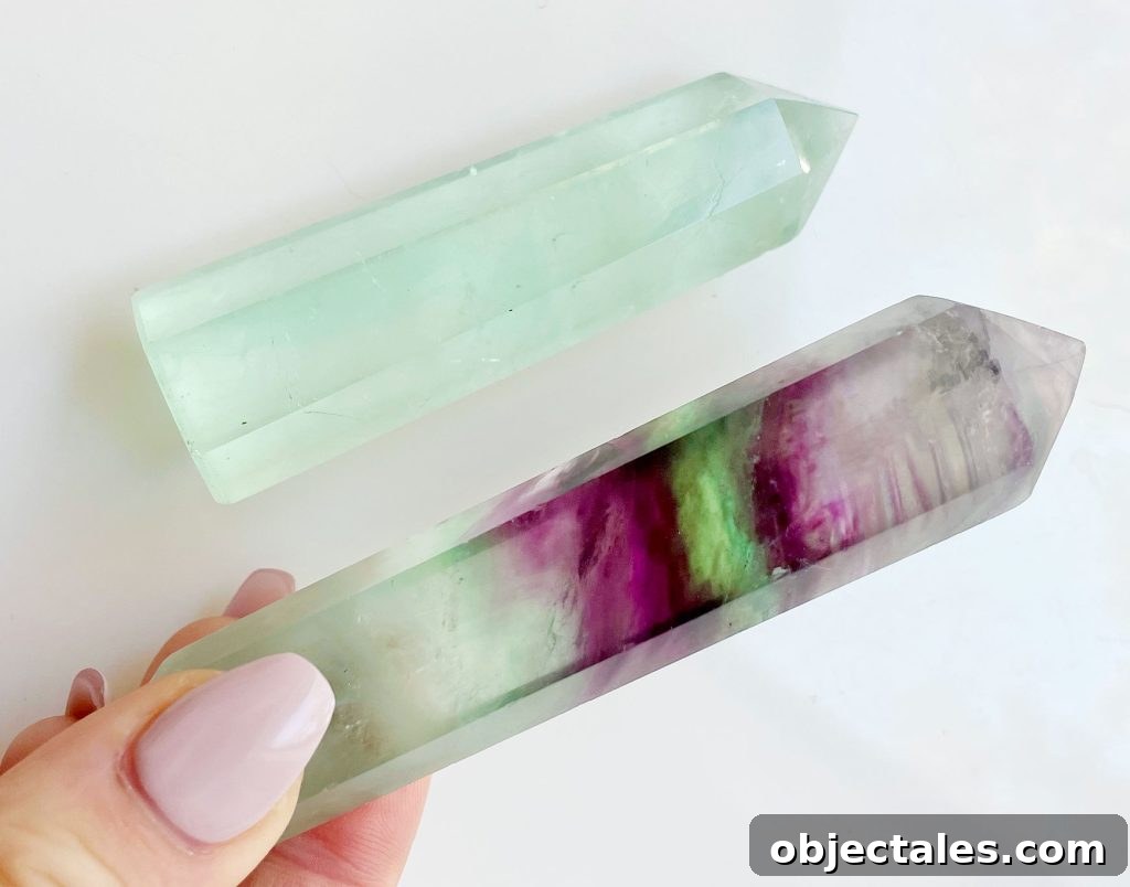 Fluorite Crystal Points With Rainbow Banding