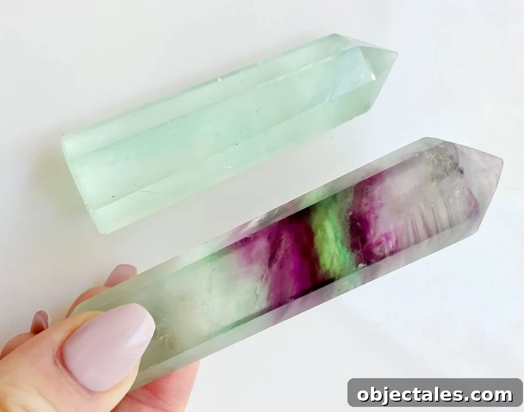 Fluorite Crystal Points With Rainbow Banding