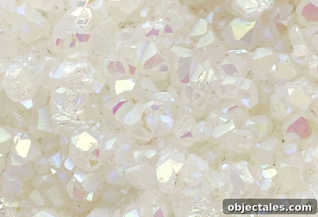 Aura Quartz Crystal: Meaning and Properties 5 Close Up Of Iridescent Pattern Of Aura Quartz Gemstone