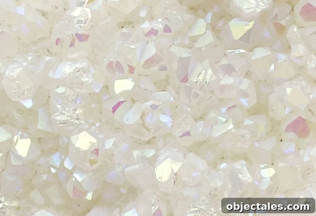 Close Up Of Iridescent Pattern Of Aura Quartz Gemstone