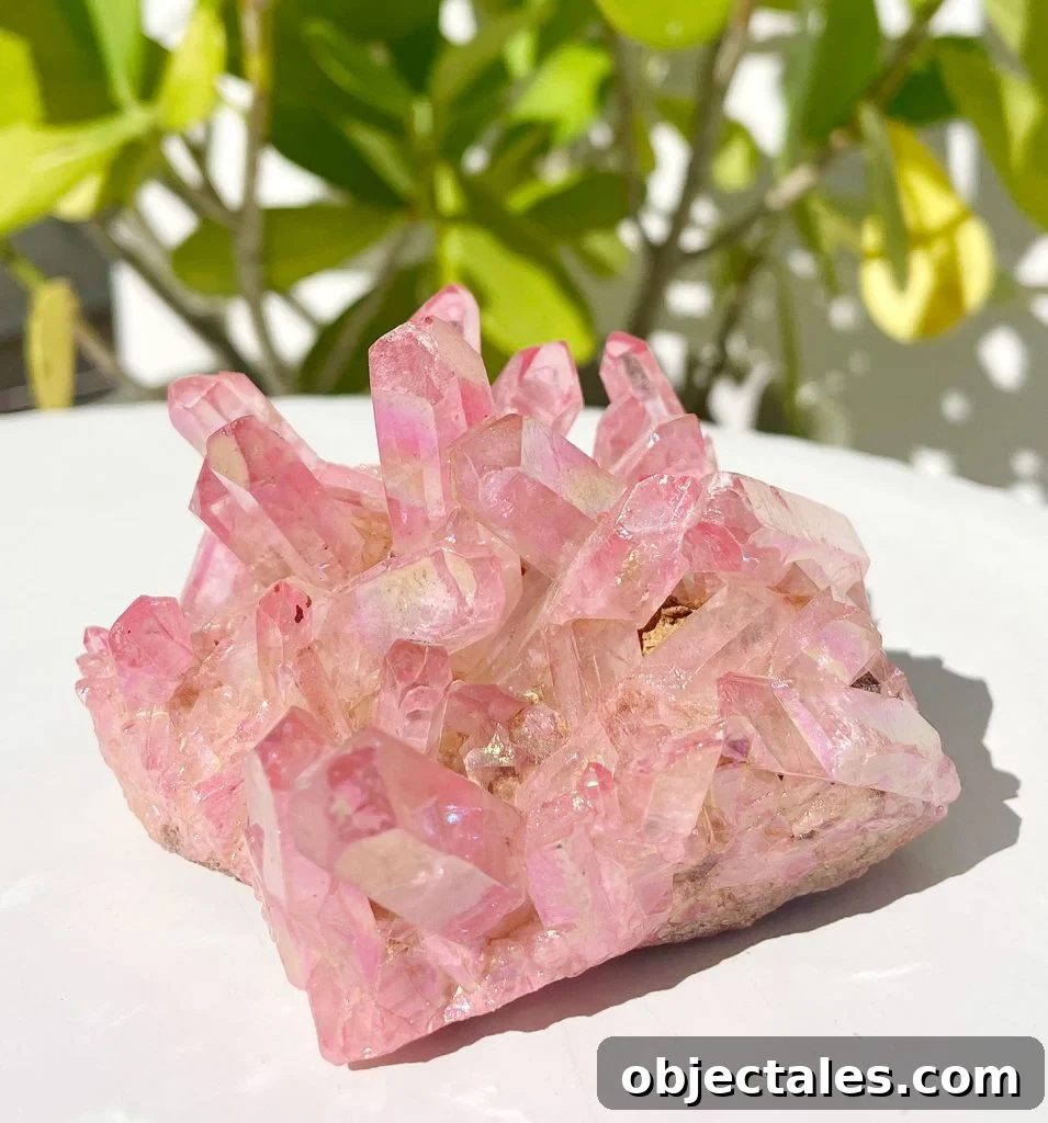 Rose Aura Quartz Crystal Cluster