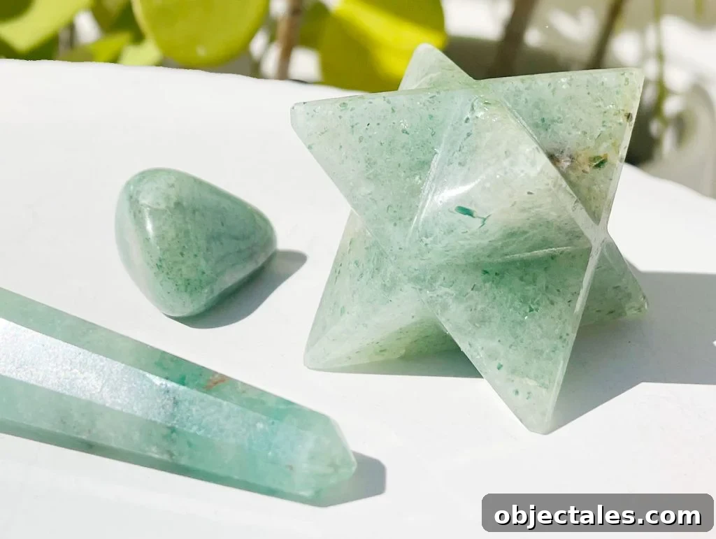 Green Aventurine Crystal: Meaning, Properties and Uses 2 Close up of green aventurine crystal gemstone collection