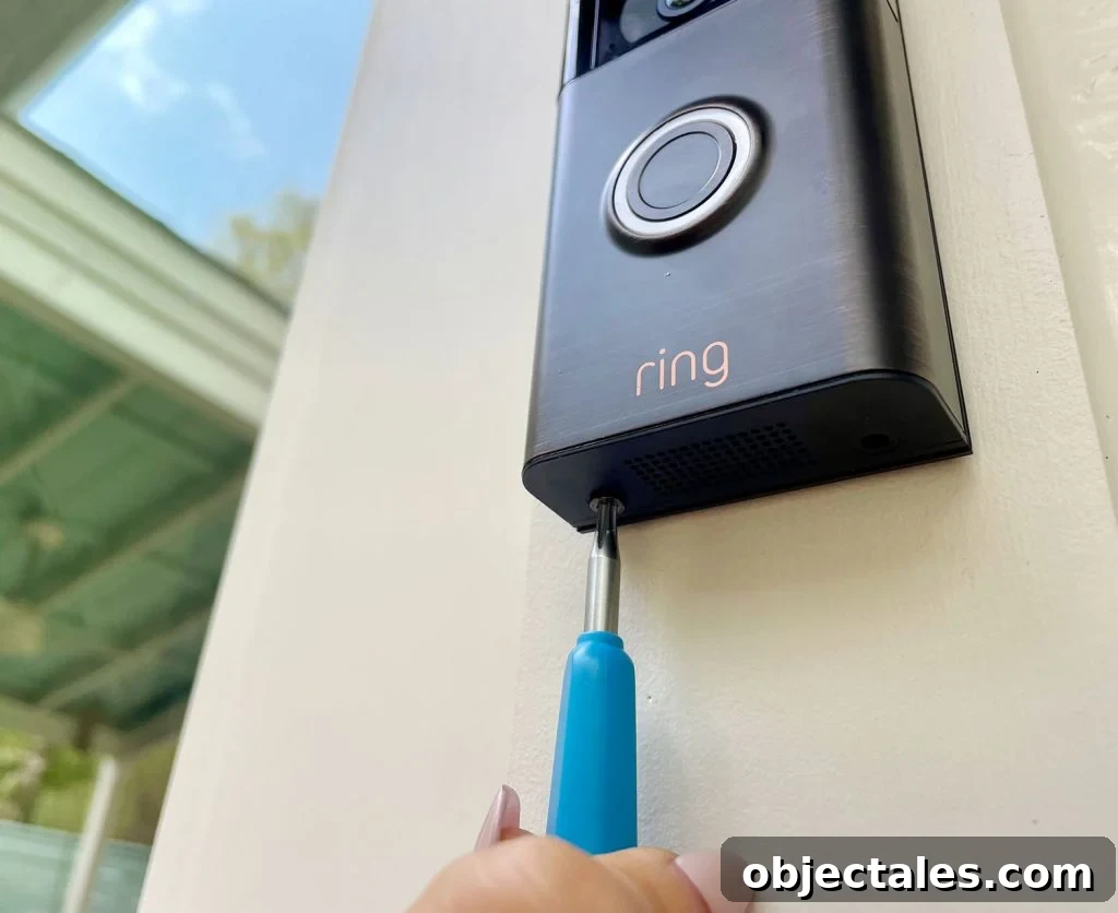 Ring Doorbell Installation: 5-Step Guide 12 Screwing Ring Doorbell Into Mount With Security Screws
