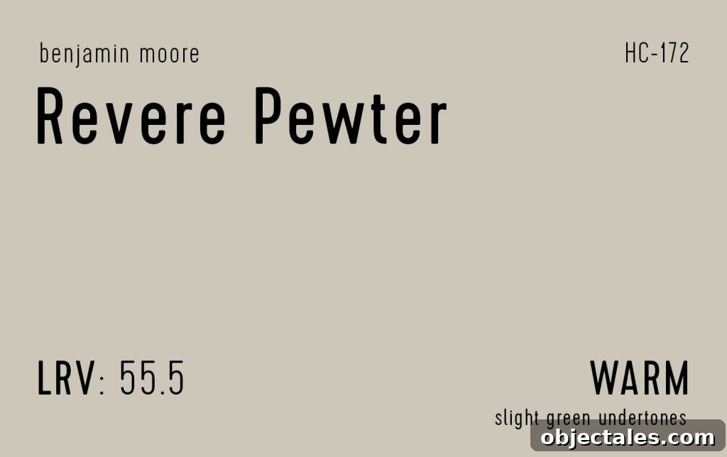 Benjamin Moore Revere Pewter Information Swatch