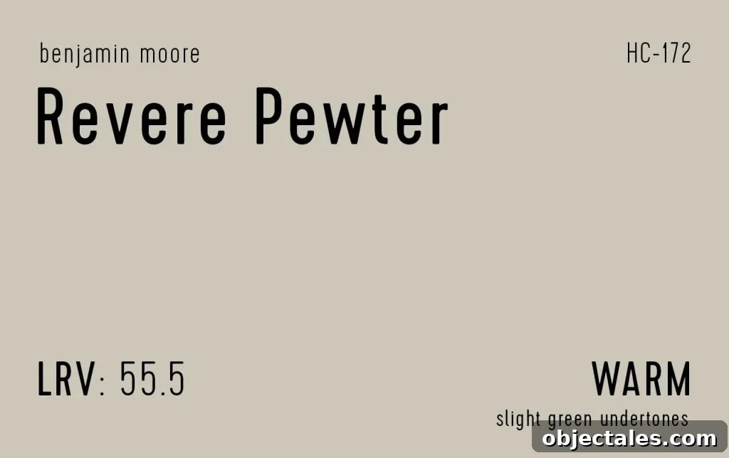 Benjamin Moore Revere Pewter Information Swatch