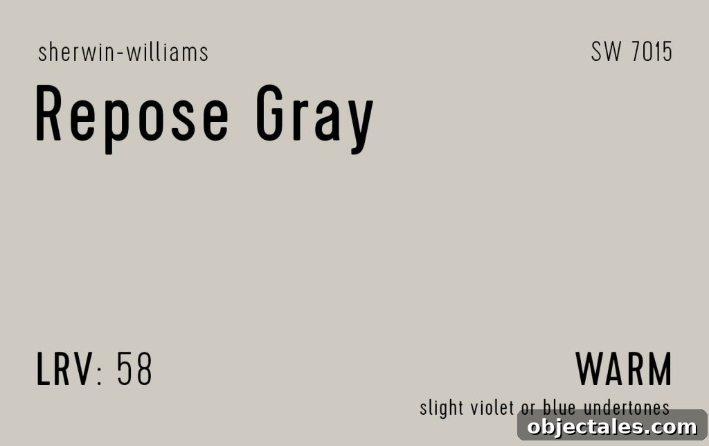 Sherwin-Williams Repose Gray Information Swatch