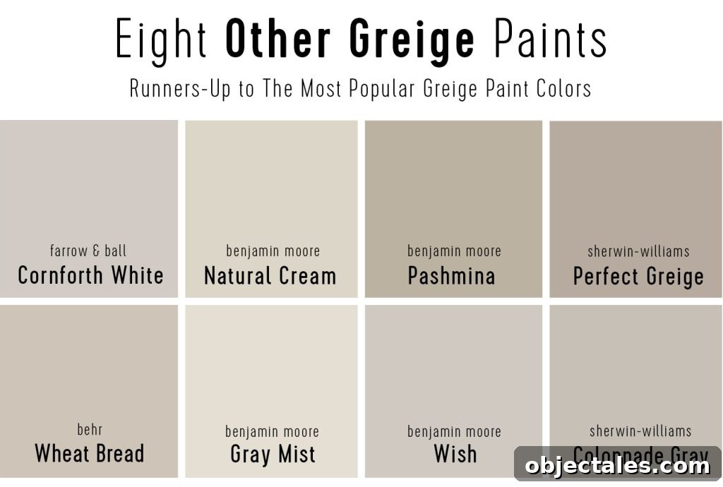 Grid of Eight Other Top Greige Paint Colors 