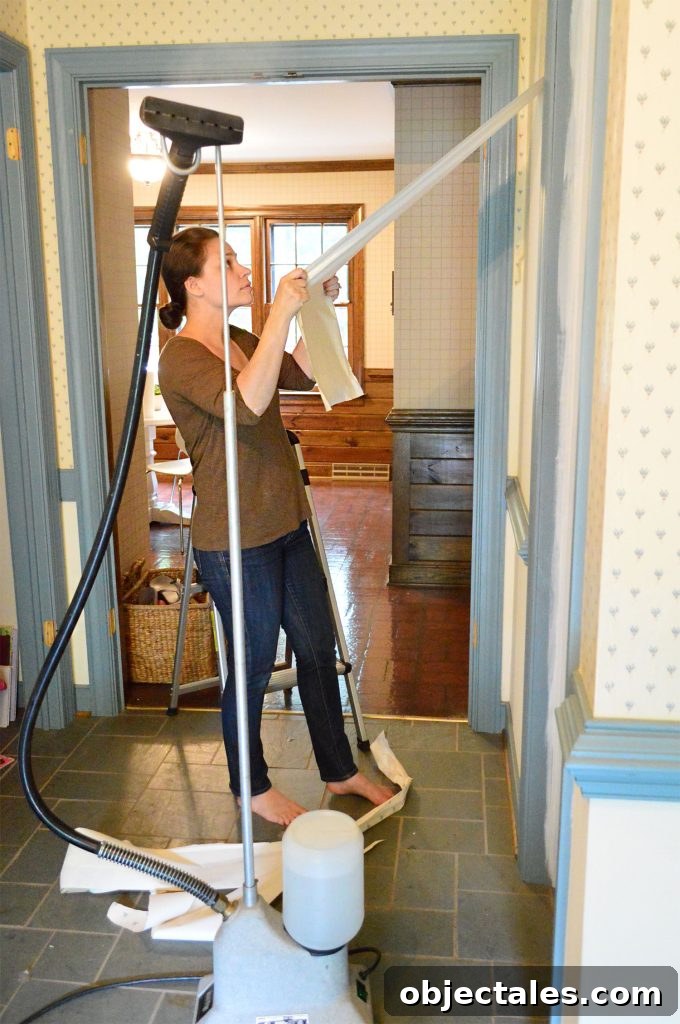 How to Remove Wallpaper Without Damaging Walls 12 Sherry Pulling Strips Of Wallpaper Off That Have Been Steamed