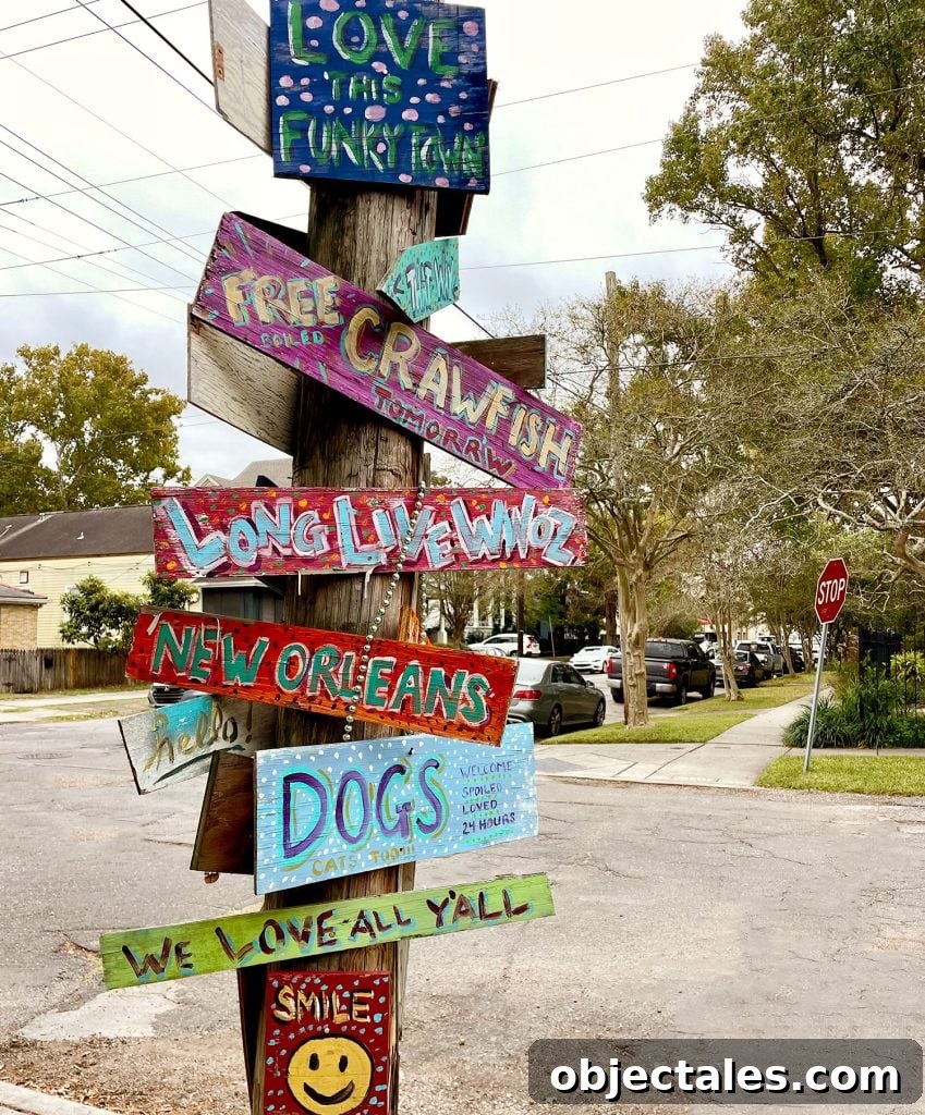 Family Weekend in New Orleans: Kid-Friendly Things to Do 11 Colorful Painted Signs On Street Post In New Olreans Garden Distrcit