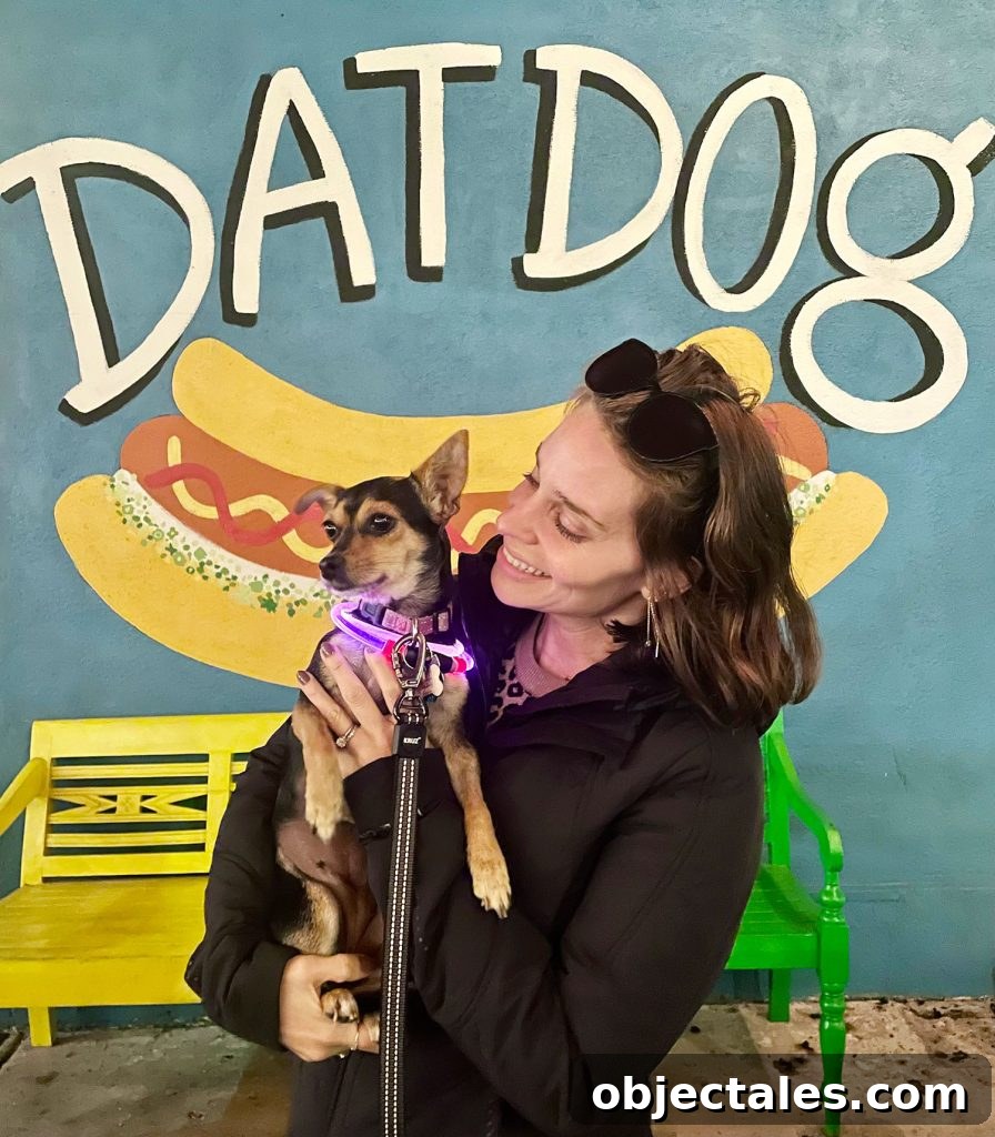 Family Weekend in New Orleans: Kid-Friendly Things to Do 20 Sherry Holding Chihuahua In Front Of Dat Dog Mural New Orleans