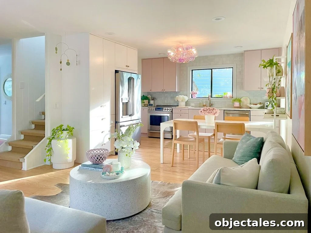 Small Ikea Kitchen With Mauve Cabinets And Glass Bubble Light Fixture