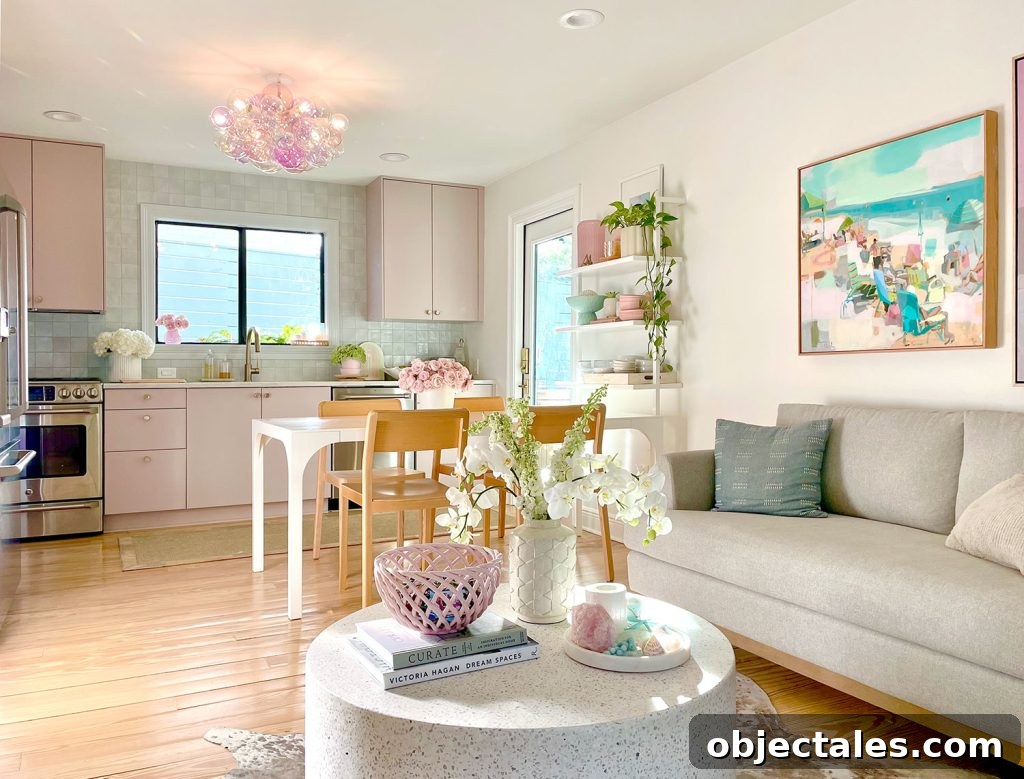 Small Ikea Kitchen With Loveseat Seating Area And Mauve Cabinets