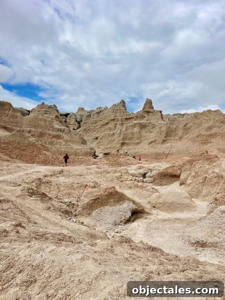 Kids Playing On Rock Formations in Badlands National Park South Dakota