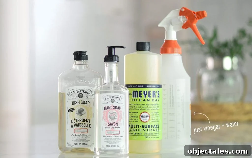 Household Cleaning Products On Table