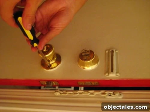 Old brass doorknob removed