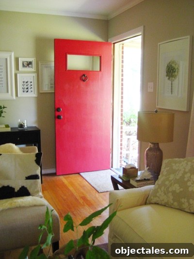 Upgrade Front Door Hardware: Modernize Locks, Handles & Hinges 5 Red front door drying after paint